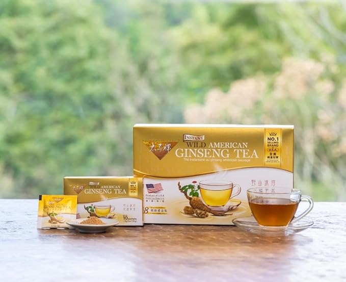 Prince of Peace Instant Wild American Ginseng Tea, 80 Sachets – Healthy Drink, Caffeine-Free Energy-Boosting, Heavy Antioxidants, Plant Extract