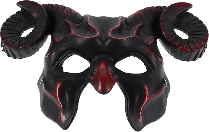 Gadpiparty Devil Goat Skull Mask Ox Ram Horns Monster Animal Half Face Halloween Masquerade Mask Cosplay Props for Adults