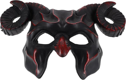 Gadpiparty Devil Goat Skull Mask Ox Ram Horns Monster Animal Half Face Halloween Masquerade Mask Cosplay Props for Adults