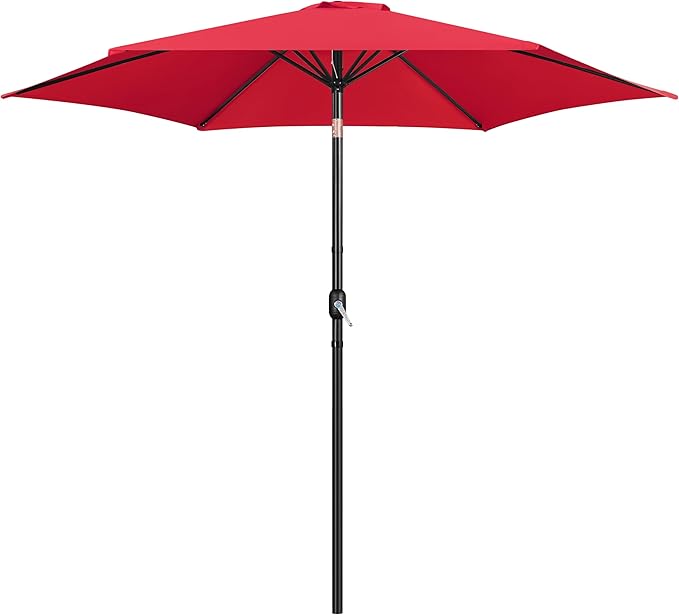 Yaheetech Patio Umbrella, 10FT Outdoor Table Market Umbrella with Push Button Tilt and Crank & Sturdy Ribs, Yard Sun Shade for Garden, Deck, Backyard, Pool, Red
