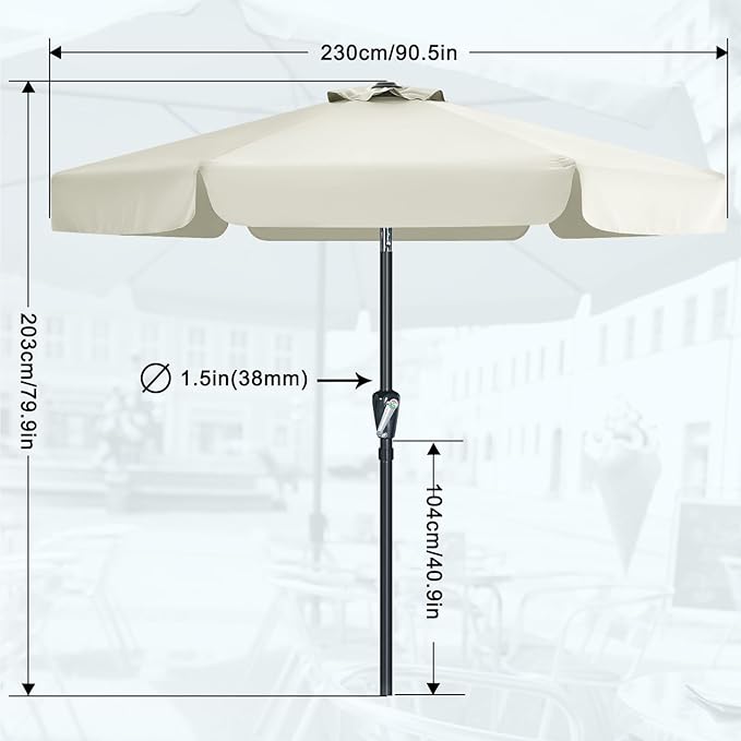MASTERCANOPY Valance Patio Umbrella for Outdoor Table Market (7.5ft, Light Beige)
