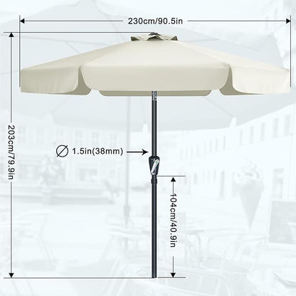 MASTERCANOPY Valance Patio Umbrella for Outdoor Table Market (7.5ft, Light Beige)