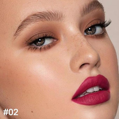 2-in-1 Plum Red Matte Lip Liner and Lipstick Combo, Red Lipsticks for Women 24 hour Long Lasting Waterproof Smudge Proof, Easy to apply, Everyday Lips Makeup 02