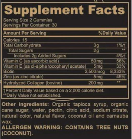 Black Girl Vitamins - Collagen Gummies for Hair, Skin, and Nail Support, with Vitamin C, Vitamin E, and Biotin, Gluten-Free, (Lemon), 60ct
