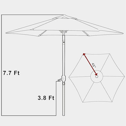 Blissun 7.5 ft Solar Umbrella, 18 LED Lighted Patio Umbrella, Table Market Umbrella
