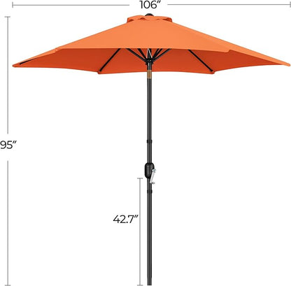 Yaheetech Patio Umbrella, 9FT Outdoor Table Market Umbrella with Push Button Tilt and Crank, Yard Sun Shade with Sturdy Ribs for Garden, Deck, Backyard, Pool, Orange