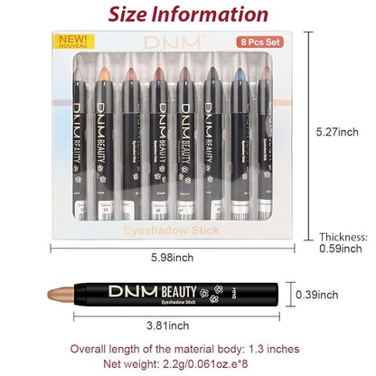 Kaely 8Pcs Cream Eye Shadow Brightener Sticks Set for Eyes,Shimmer Matte Pencil Eyeshadow Applicator Stick Palette,Halloween Makeup Waterproof,Birthday Party gifts for Women kids Girls 07