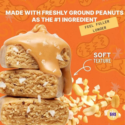 Raw Rev Vegan Protein Bars- Creamy Peanut Butter & Sea Salt, 12 bars, Non-GMO, Plastic-Neutral, Nothing Artificial, Glo Formula, Gluten-Free, Keto-Friendly, Paleo, Kosher, Soy-Free, No Sugar Alcohols, No Stevia.