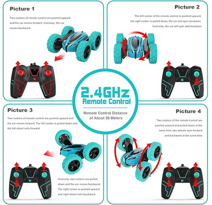 Remote Control Car, RC Cars Toys, 2.4GHz 4WD Fast RC Car Kids Toys Double Sided 360° Rotating Monster Truck Toys for Girls RC Truck Toy Cars for Boys