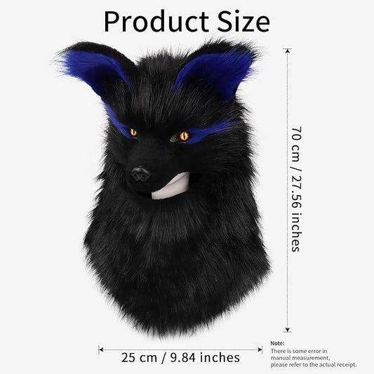 Furry Head Mask Animal Wolf Dog Plush Faux Fur Masks for Halloween Masquerade Cosplay Costume Props