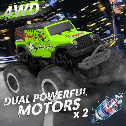 STEMTRON Amphibious Remote Control Car 2.4GHz 1:20 All Terrain Off-Road RC Car Remote Control Boat Gifts for Kids Boys Green