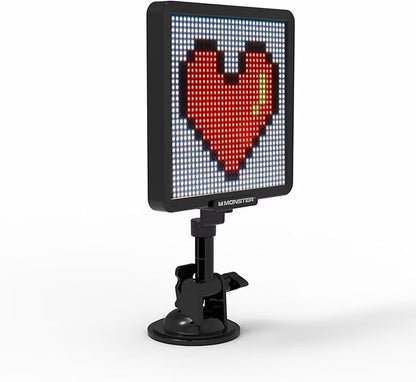 Monster Smart Pixel Display Screen for Cars, App Controlled Custom LED Text Pattern & Animation Screen, Sound Reactive, USB Powered, 6x6 in, 32x32 Pixels, Full Color Mobile Advertising & Ride Sharing