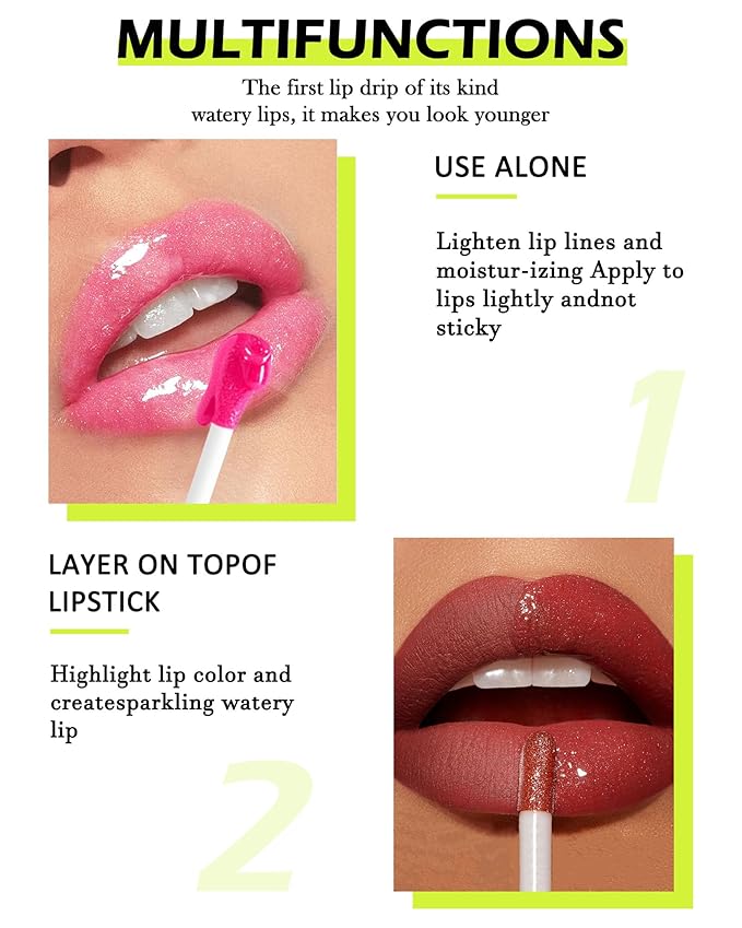 4 Colors Lip Oil Lip Glaze,Hydrating Tinted Plumping Lip Gloss,Clear Pink Shiny Glow Reviver Lip Care Oil,Longlasting Non-sticky Transparent Lip Oil,Women's Day Makeup Gift Kit for Women-SetA