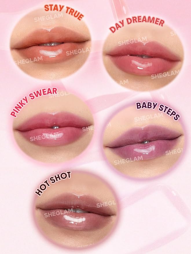 SHEGLAM Jelly Wow Tinted Lip Oil Plumping Lip Gloss Natural -Pinky Swear