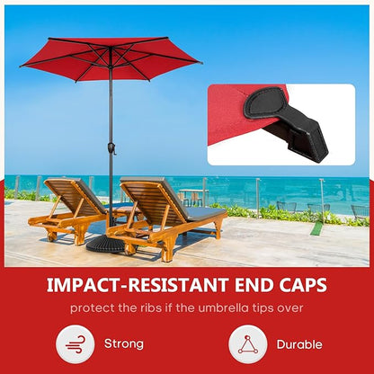 Abba Patio 7.5FT Lyon Outdoor Patio Umbrella Outdoor Table Umbrella with Push Button Tilt and Crank Market Umbrella 6 Sturdy Ribs UV Protection Waterproof for Garden Deck Backyard Pool Dark Red
