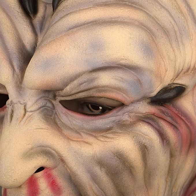 Jeepers Mask Creepers Creepy Tribal Head Cover Horror Monster Halloween Costume Prop, Realistic Facial Details, Latex Material
