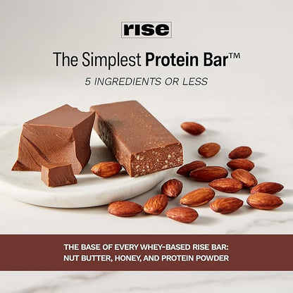 Rise Whey Protein Bars - Chocolatey Almond | Breakfast Bar & Protein Snack 15g Protein 5g Fiber Just 4 Whole Food Ingredients Gluten-Free Soy Free
