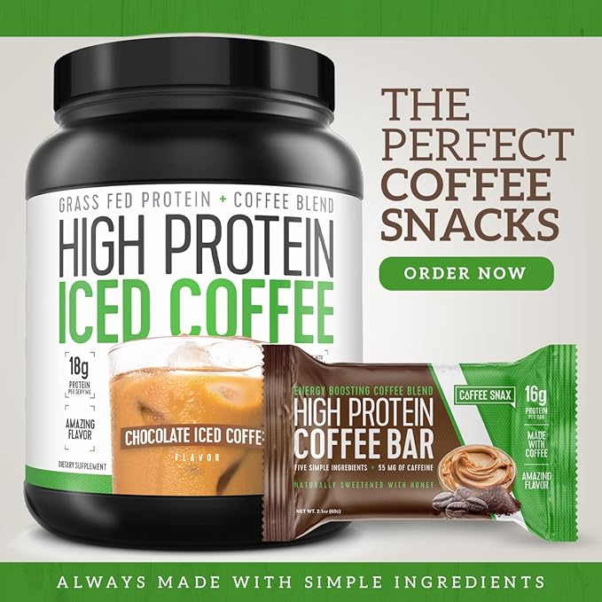 Protein Coffee Energy Bar, Made with Five Simple Ingredients, All Natural, Gluten Free, Non GMO & 16g of Protein, Made with Real Coffee (55mg Caffeine per bar), 12 Bars (Peanut Butter)