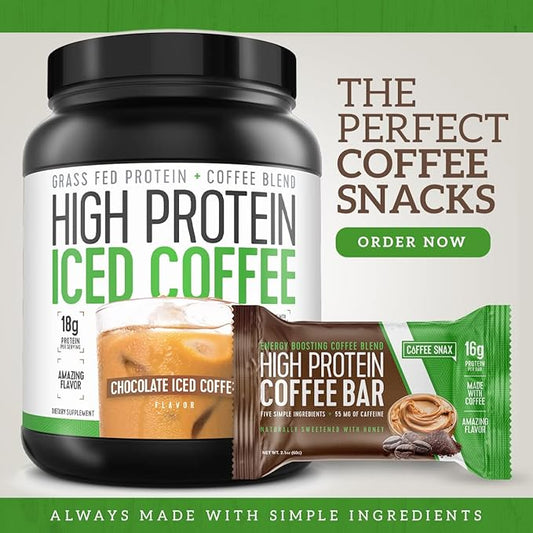 Protein Coffee Energy Bar, Made with Five Simple Ingredients, All Natural, Gluten Free, Non GMO & 16g of Protein, Made with Real Coffee (55mg Caffeine per bar), 12 Bars (Peanut Butter)