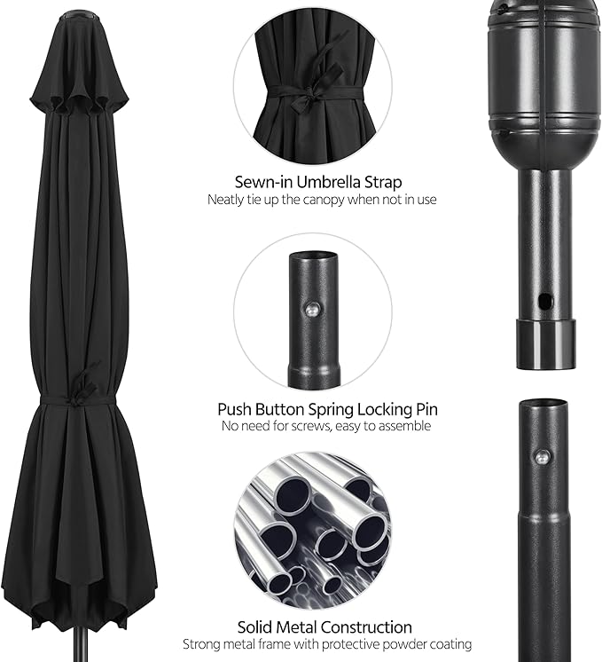 Yaheetech Patio Umbrella, 10FT Outdoor Table Umbrella Market Umbrella with Push Button Tilt and Crank, Heavy-Duty Yard Umbrella with 8 Sturdy Ribs for Garden, Deck, Backyard, Pool