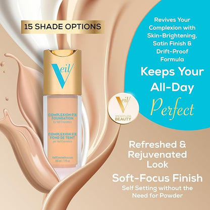 Veil Cosmetics Complexion Fix Liquid Foundation – Buildable Deep Gold) 5G
