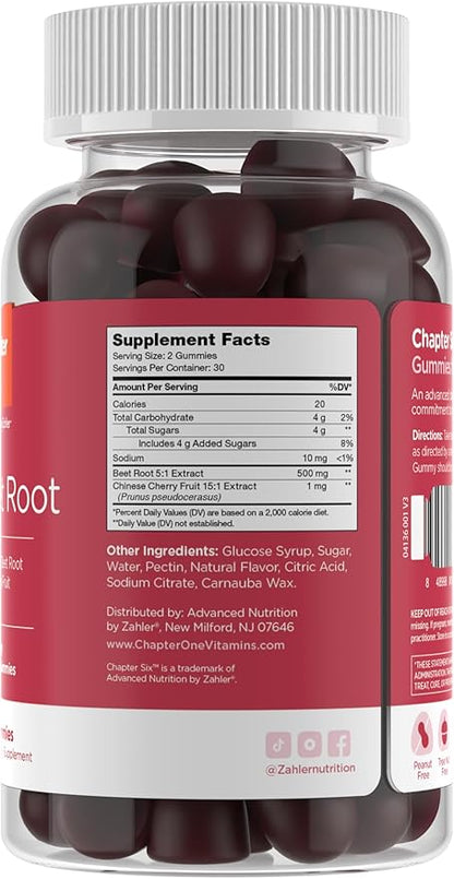 Zahler Beet Root Gummies with Cherry Fruit Extract - 500mg Beet Gummies for Adults - Dark Cherry Flavor - Supports Blood & Nitric Oxide Flow - Vegetarian Kosher Non GMO Beetroot Gummies - 60 Count