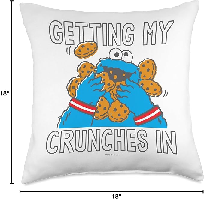 Sesame Street Cookie Monster My Crunches Throw Pillow, 18x18, Multicolor