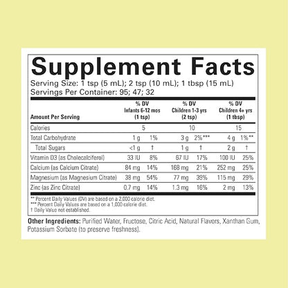 CHILDLIFE ESSENTIALS Liquid Calcium Supplement for Kids - Baby Calcium with Magnesium, Zinc, and Vitamin D3 - Orange Flavor, 16 fl oz (6 Pack)