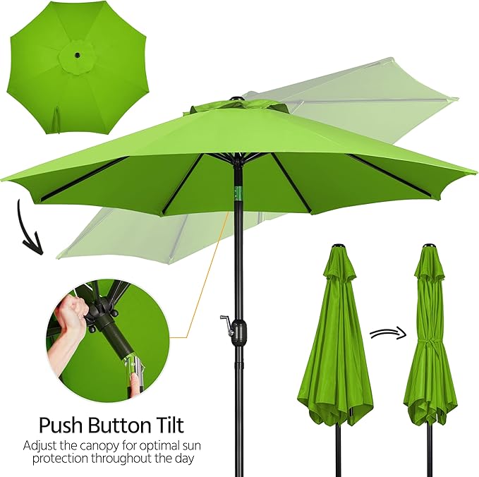Yaheetech Patio Umbrella, 9FT Outdoor Table Market Umbrella, 8 Sturdy Ribs Yard Sun Shade w/Push Button Tilt and Crank for Garden/Deck/Pool/Beach