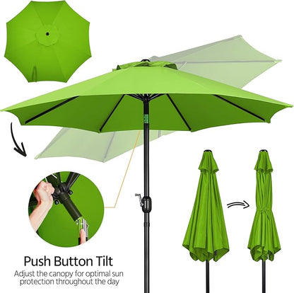 Yaheetech Patio Umbrella, 9FT Outdoor Table Market Umbrella, 8 Sturdy Ribs Yard Sun Shade w/Push Button Tilt and Crank for Garden/Deck/Pool/Beach