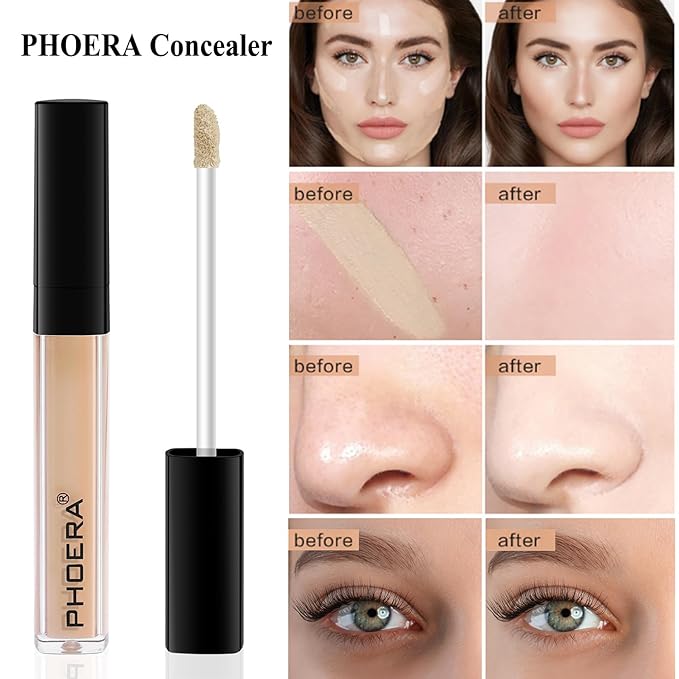 PHOERA Foundation Full Coverage,PHOERA Concealer Lightweight Full Coverage,PHOERA Warm peach+103#BEIGE)