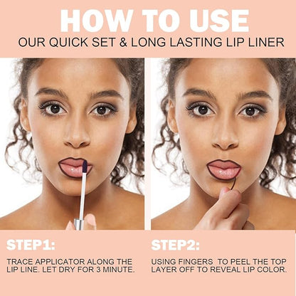 Peel Off Lip Liner Stain, Infused with Nourishing Ingredients & Vitamin E, Quick Set Lip Stain Peel Off Long Lasting For All Skin Types, #006 Love Poems