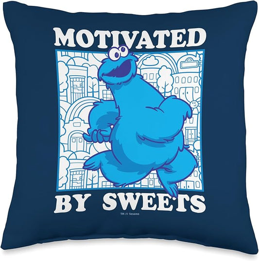 Sesame Street Cookie Monster Motivated Throw Pillow, 16x16, Multicolor