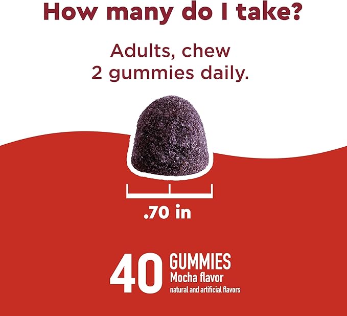 Nature Made Wellblends EnergyMAX Gummies, Fast Acting Caffeine, CoQ10 & Vitamin B12 1000mcg, Energy Support Gummy Vitamins, 40 Gummies