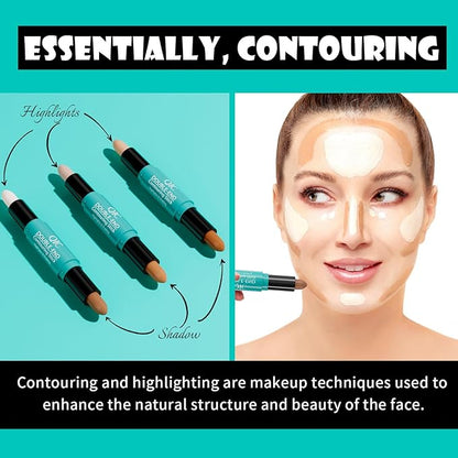 MEICOLY 2-in-1 Highlighter Contour Stick,Cool Toned Contour Stick,Makeup Shaping Stick,02
