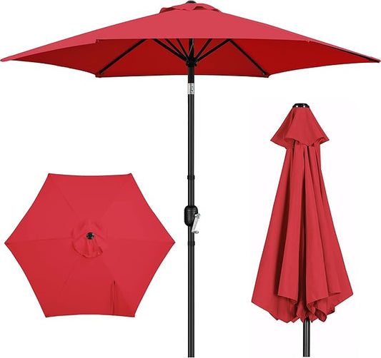 Yaheetech 9FT Patio Umbrella, Outdoor Table Market Umbrella with Push Button Tilt and Crank, Polyester Yard Sun Shade for Garden, Deck, Backyard, Pool