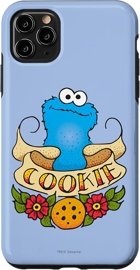 iPhone 11 Pro Max Sesame Street Cookie Monster Cookie Tattoo Case