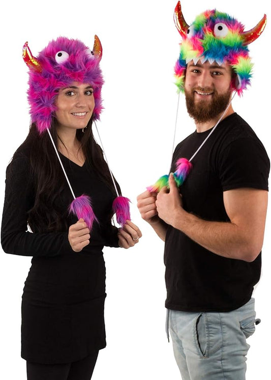 Tigerdoe Monster Hat Costume - 2 Pack Funny Crazy Hats - Monster Theme Birthday Party Supplies - Funny Furry Hats Colorful