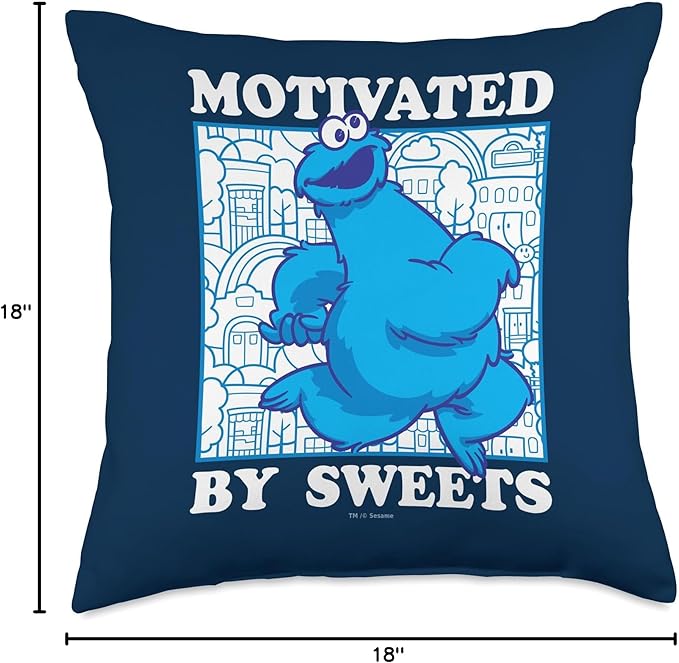 Sesame Street Cookie Monster Motivated Throw Pillow, 18x18, Multicolor