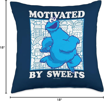 Sesame Street Cookie Monster Motivated Throw Pillow, 18x18, Multicolor