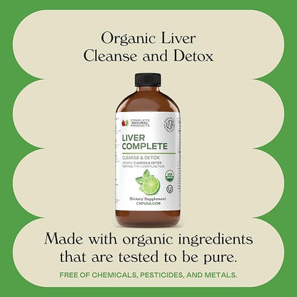 Complete Natural Products Liver Complete 12oz - Organic Liquid Liver Cleanse & Detox Supplement for High Enzymes, Fatty Liver, Liver Support