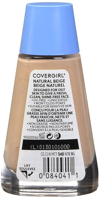 COVERGIRL Clean Matte Liquid Foundation, 540 Natural Beige, of 1) 1 oz