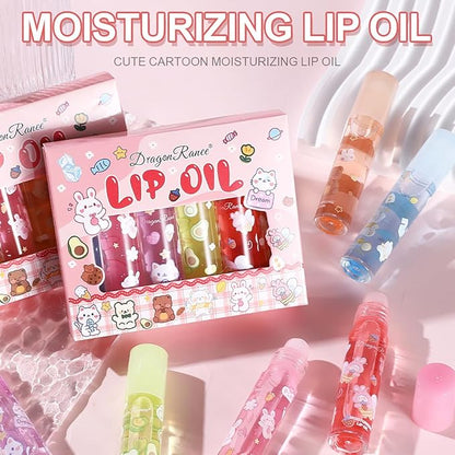 6 Pcs Roll-on Lip Gloss Set, Clear Lip Gloss Crystal Jelly Liquid Lipstick, Plumping Lip Oil Moisturizing Hydrating Non-Sticky, Nice Gift for Women Girl