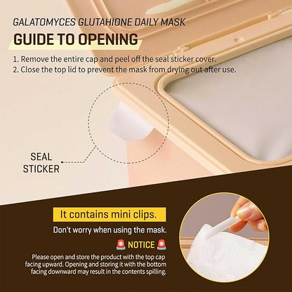 SOME BY MI Galactomyces Glutathione Daily Mask - 30 Sheets, 11.8Oz - Vitamin C Vegan Face Sheet Mask for Skin Brightening Routine - Skin Moisturizing and Glowing Care for Glass Skin - Korean Skin Care
