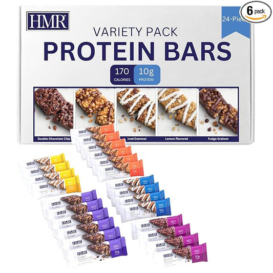 HMR Bar, Variety Pack of Protein Bars | Nutritious Snack to Support Weight Maintenance | Low Calorie Dessert | 10g of Protein | 5 Assorted Flavors, 24 Count