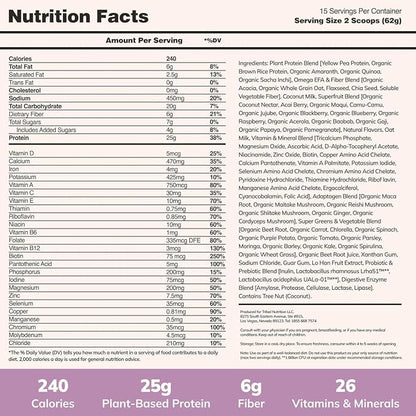 Ka’Chava All-In-One Nutrition Shake Blend, Coconut Acai, 15 Servings, 85+ Superfoods & Nutrients, Meal Replacement, Greens Plant-Based Superfood Powder Protein Drink, Digestive Enzymes & Probiotics, Vegan Dairy Gluten Free