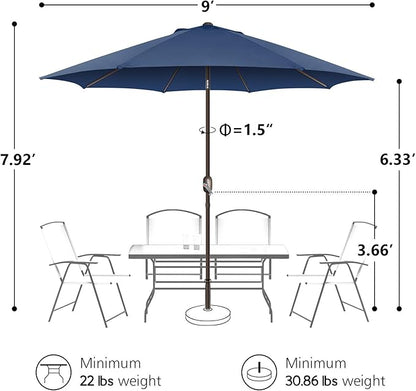 7.5Ft/9Ft Patio Umbrella, UV Protect Pool Umbrella with Heavy Duty Pole,Outdoor Umbrella with Push Botton Tilt & Crank