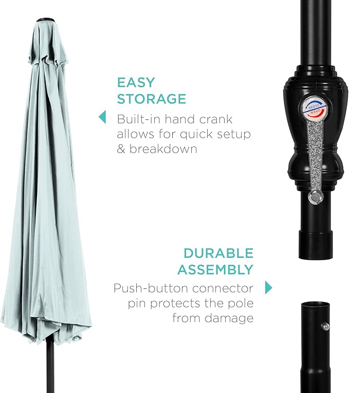 Best Choice Products 10ft Outdoor Steel Polyester Market Patio Umbrella w/Crank, Easy Push Button, Tilt, Table Compatible - Baby Blue