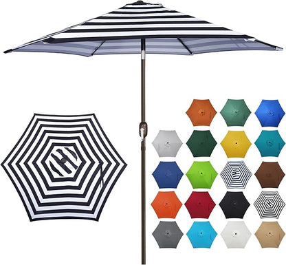 Blissun 7.5 ft Patio Umbrella, Yard Umbrella, Outdoor Market Umbrella with Push Button Tilt Crank (Black&White)