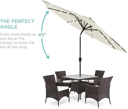 Best Choice Products 10ft Solar Polyester LED Lighted Patio Umbrella w/Tilt Adjustment and UV-Resistant Fabric - Ivory